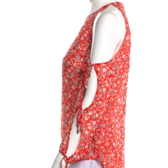 NWOT Veronica Beard Flynn Floral Silk Cold Shoulder Halter Neck Blouse XS $344 - Picture 6 of 13